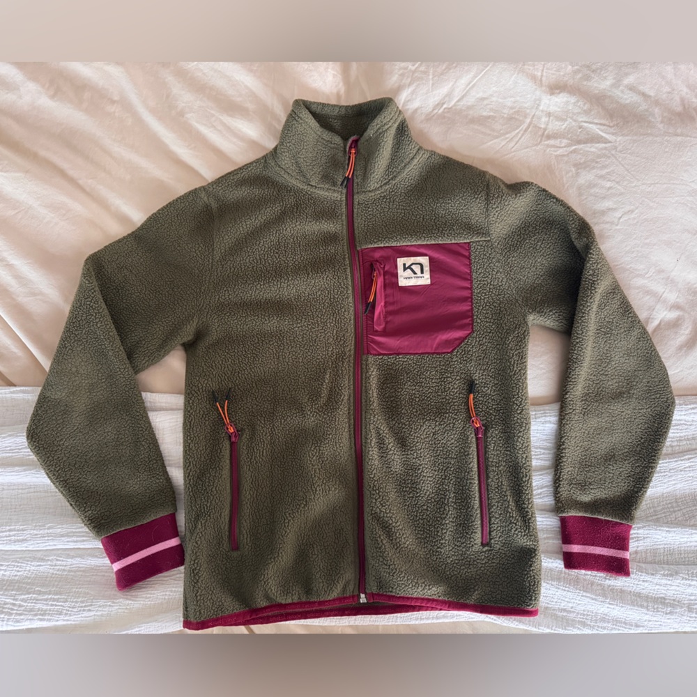 Kari Traa Olive Green and Pink Fleece Jacket